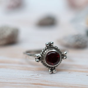 Garnet Ring Sterling Silver 925 Jewelry Handmade Everyday Casual Delicate Gift Boho Hippie Bohemian January MR097 image 4