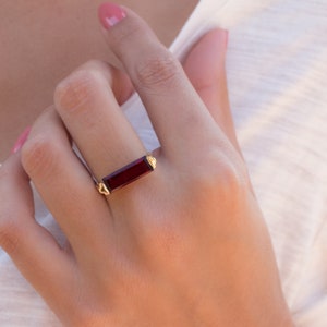 Garnet Hydro Ring ~ Rectangular Stone ~ 18k Gold Plated ~ Jewelry ~ Handmade ~ Boho ~ MR165