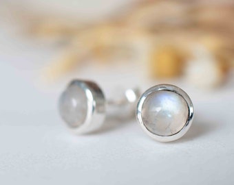 Delicate Moonstone Earrings ~ Sterling Silver 925  ~ Gemstone ~ Post ~ Stud ~Handmade ~ Jewelry ~ Gift For Her ~ Maresia ME062