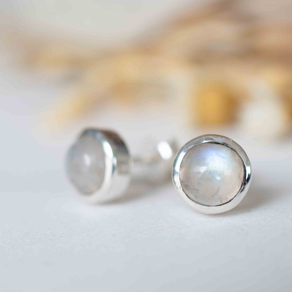 Delicate Moonstone Earrings ~ Sterling Silver 925  ~ Gemstone ~ Post ~ Stud ~Handmade ~ Jewelry ~ Gift For Her ~ Maresia ME062