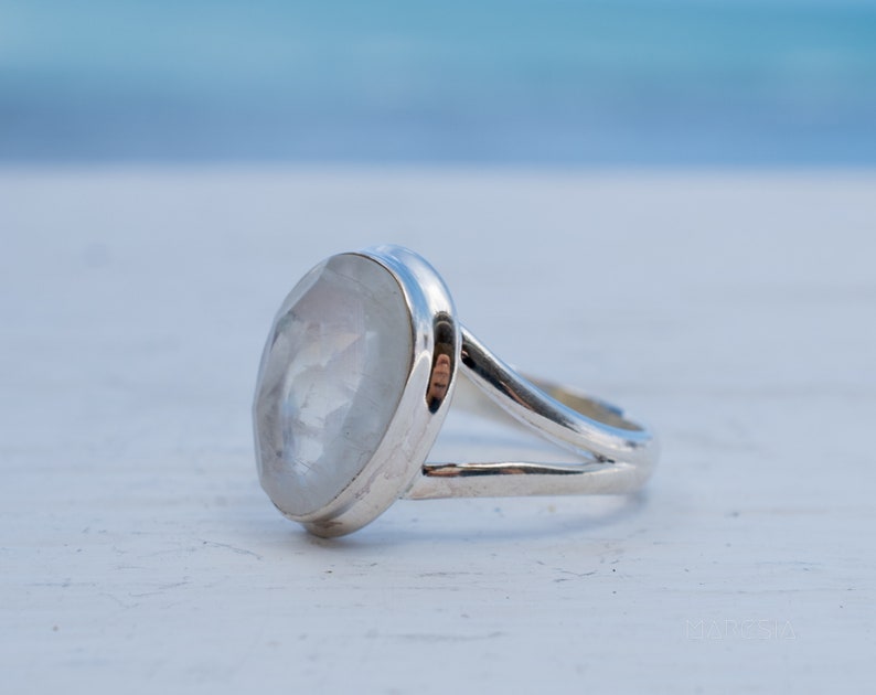 Moonstone Ring Sterling Silver 925 Handmade Gemstone Statement Everyday Oval stone Hippie BohemianJune Birthstone MR276 zdjęcie 5