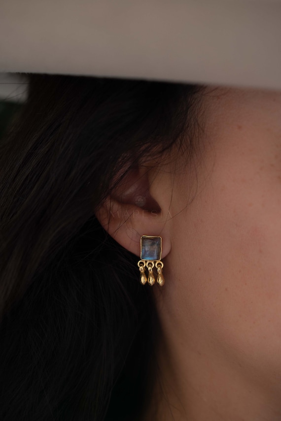 Delicate Labradorite Earrings ~ Sterling Silver 925 or Gold Plated over Sterling Silver  ~ Gemstone ~ Post ~ Stud ~Handmade ~ Jewelry  ME228