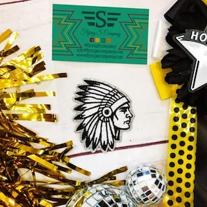 Chief Head Embroidered Patch | school spirit, chief, sport, fair, trucker hat, hat bar, patches, iron on patches, embroidered patches