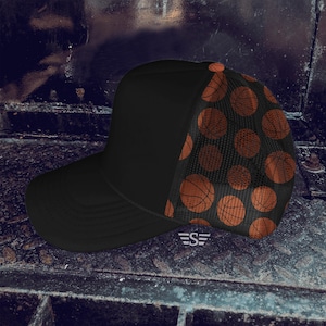 Basketball Printed Mesh Back Cap | cap, hat, trucker hat, headwear, trucker cap, basketball player, basketball mom, gameday cap, basketball