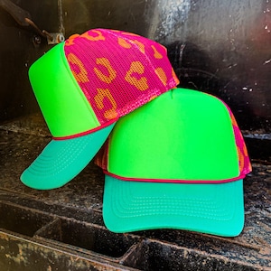 Magna Pony NEON LEOPARD Mesh Back Cap | cap, hat, trucker hat, western, punchy, leopard, turquoise, boujee, trucker, hat bar, vibrant