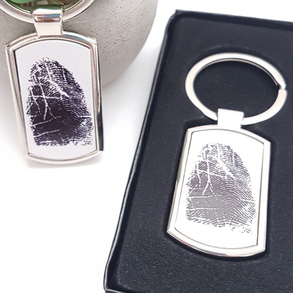 Finger print Keyring, printed finger print keyring,  your fingerprint, gift for him, for her, stainless steel keyring, printed keepsake