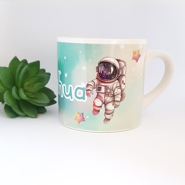 Children's mug, astronaut  mug, personalised space cup, porclein mug, 6oz mug for children, space cup, kids mug, 6oz child's ceramic mug
