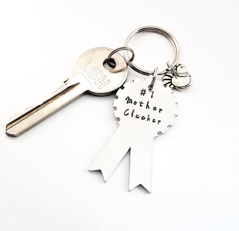 Mother Clucker mother F*cker gift for boyfriend Offensive keyring hand stamped keyring gift for him hand stamped offensive keyring