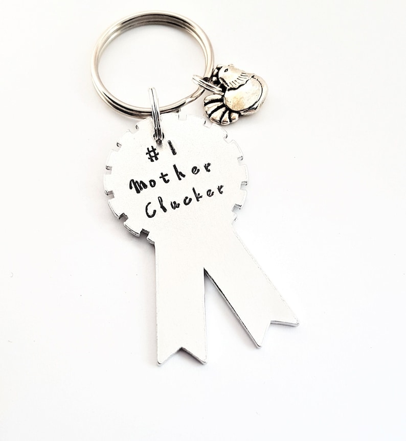 Mother Clucker mother F*cker gift for boyfriend Offensive keyring hand stamped keyring gift for him hand stamped offensive keyring