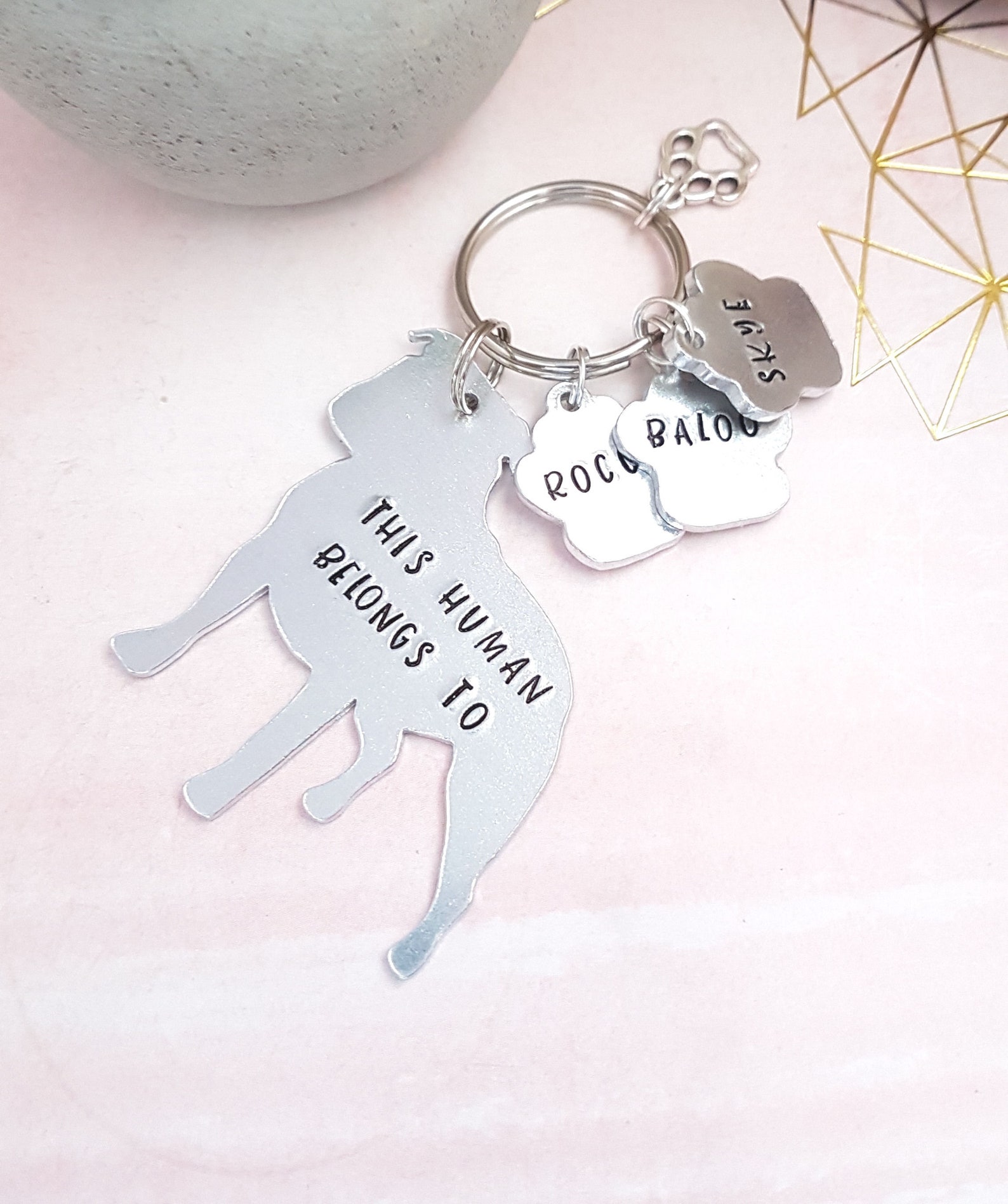 Portachiavi Staffordshire Bull Terrier In Acrilico Grigio – Regalo Cane - Foto 2