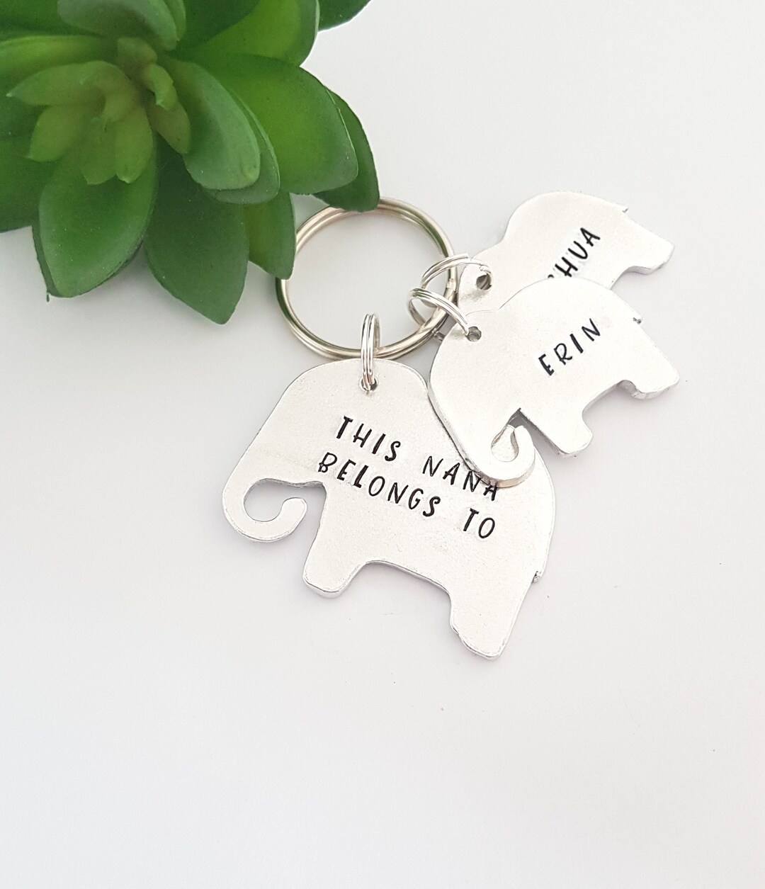 Hand Stamped Elephant Keyring, This Nanna Belongs To, Nana Keyring