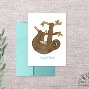 Hang in There Sloth Wenskaart, Aquarel Briefpapier, Gevouwen Notitiekaart