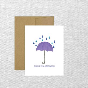 Parapluie "Désolé vous vous sentez sous le temps" carte de voeux, papeterie aquarelle, carte de note pliée