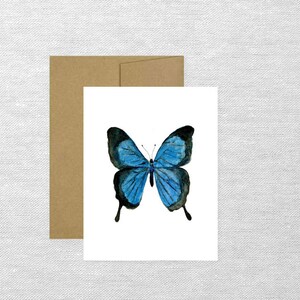 Carte de voeux papillon bleu, papeterie aquarelle, carte de correspondance pliée