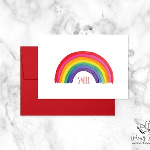 Rainbow Smile Card, Aquarel Briefpapier, Wenskaart, Gevouwen Notitiekaart
