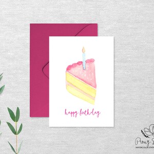 Happy Birthday Cake Wenskaart, Aquarel Briefpapier, Gevouwen Notitiekaart