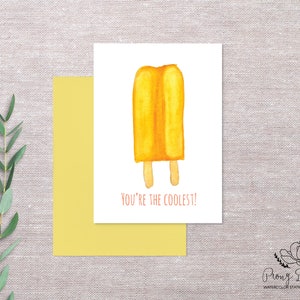 Je bent de coolste ijslolly wenskaart, aquarel briefpapier, gevouwen notitiekaart