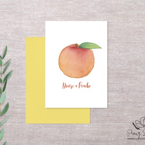 Vous êtes une carte de vœux pêche, une papeterie aquarelle, une carte de note pliée