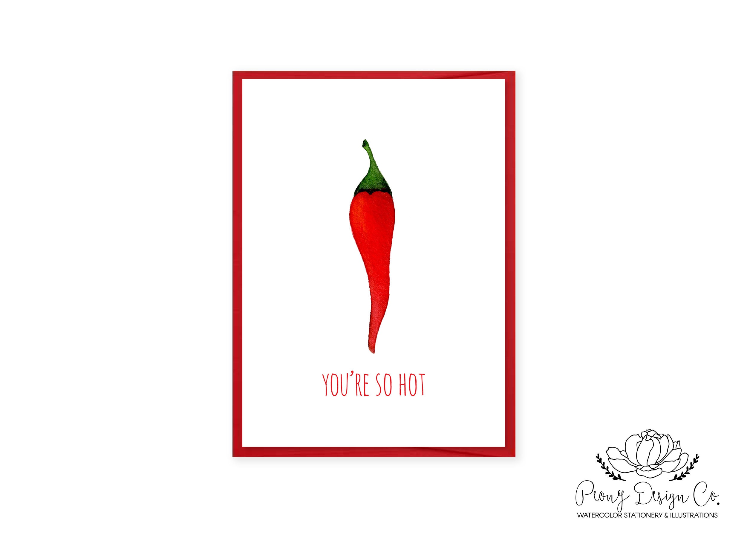 You're so Hot Greeting Card Watercolor Stationery Folded Etsy