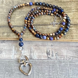 Bold & Beautiful, Lanyard, ID Badge, Key, Fob, Teacher. Nurse, Office. Boho, Beaded, Handmade, Gemstone, Necklace
