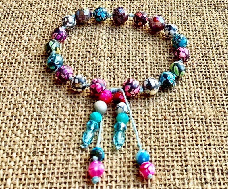 Forever Free Knotted Hand Tied Sliding Boho Beaded Bracelet