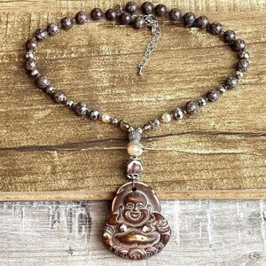 Hand knotted Buddha, Pendant, Beaded, Boho, Handmade,  Necklace