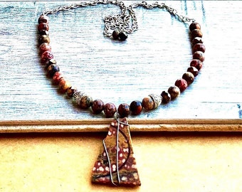 Beaded Handmade Necklace Red Rock