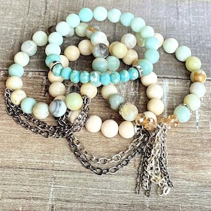 Dreams Come True, Boho, Beaded, Handmade, Stackable, Gemstone,  Bracelets