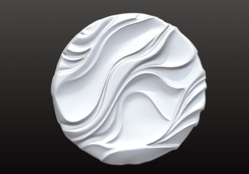 Relif Moderen Modern Wave Pattern Wall Art STL | Round 3D Relief Sculpture for CNC ...