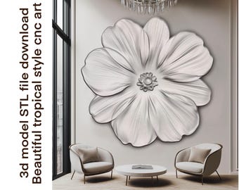 Bloemenbasreliëf STL voor CNC | 3D bloemenwandpaneelmodel | Decoratief reliëfsnijbestand