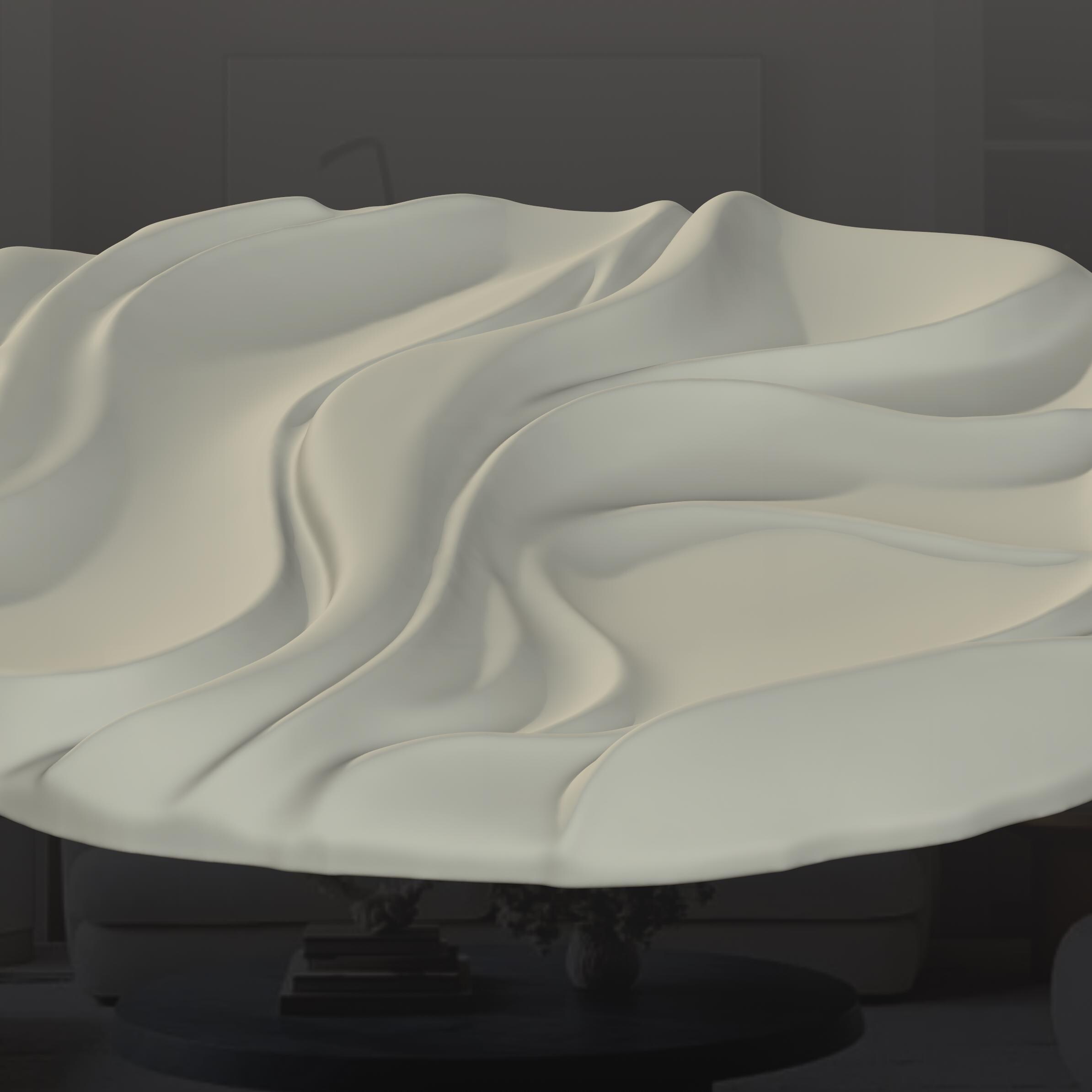Modern Wave Pattern Wall Art STL | Round 3D Relief Sculpture for CNC ...