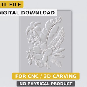 Tropical Leaf Wall Panel STL File – 3D CNC Relief Texture for Modern Decor | Digital Download
