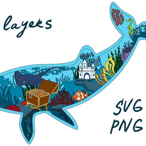 Laser Cut file SVG Design, Cnc underwater life multi layer svg file / Ocean art sea fish aquarium / Laser cutting and home decor
