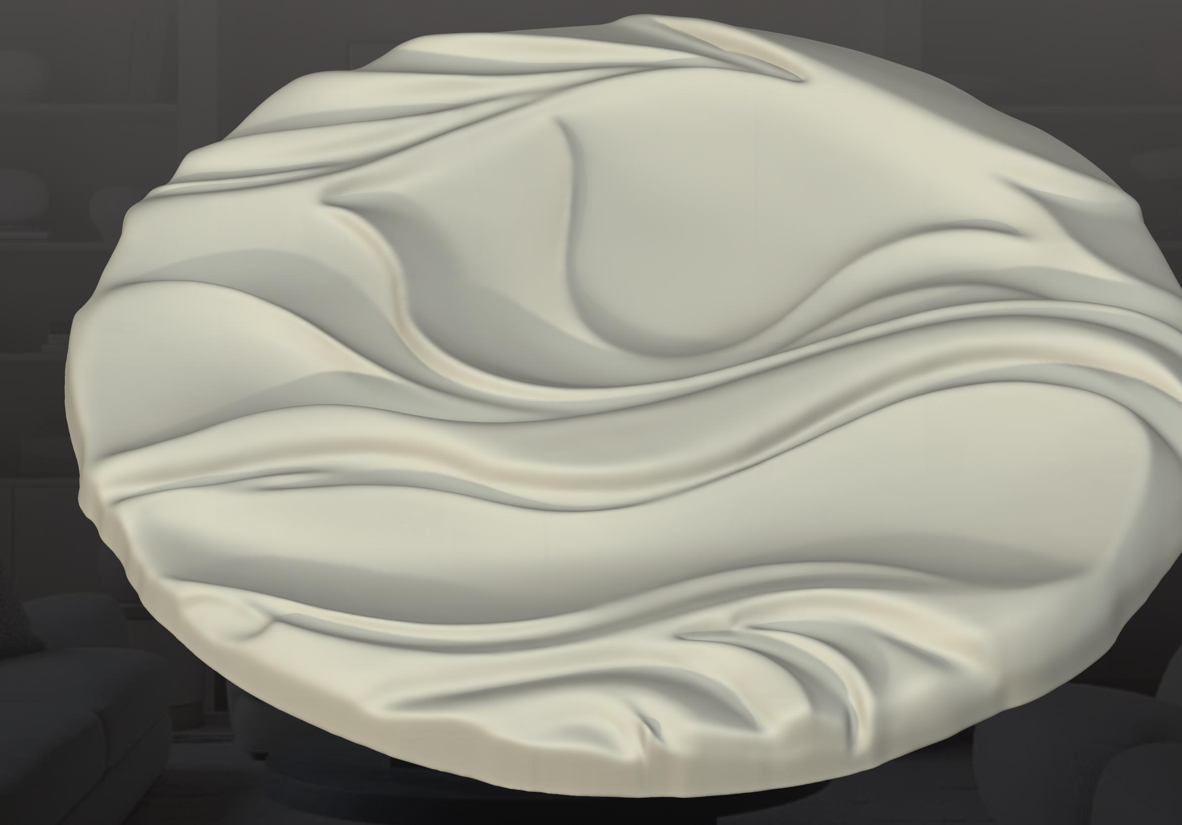 Modern Wave Pattern Wall Art STL | Round 3D Relief Sculpture for CNC ...