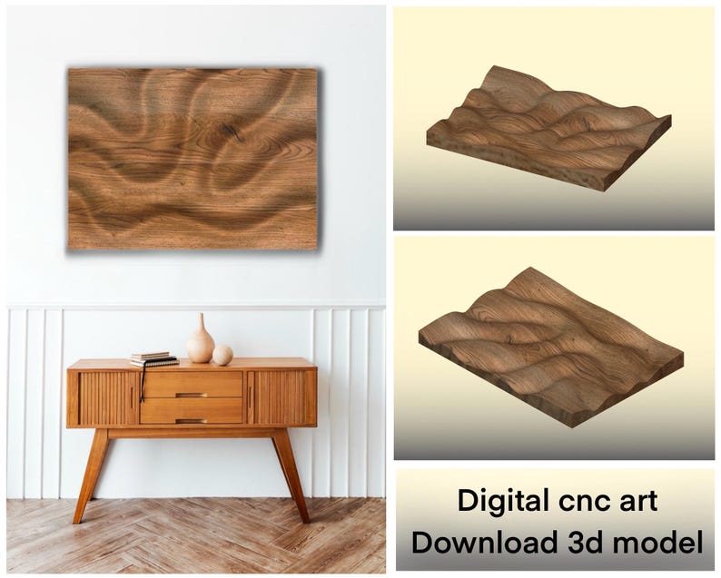 Wavy Wood 3d Wall Art Panel STL File – 3D CNC Relief Texture for Modern ...