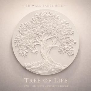 Majestic Tree of Life Relief 3d Wall Art | STL File for CNC Router woodworking | Circular Wall Sculpture for Interior Decoration