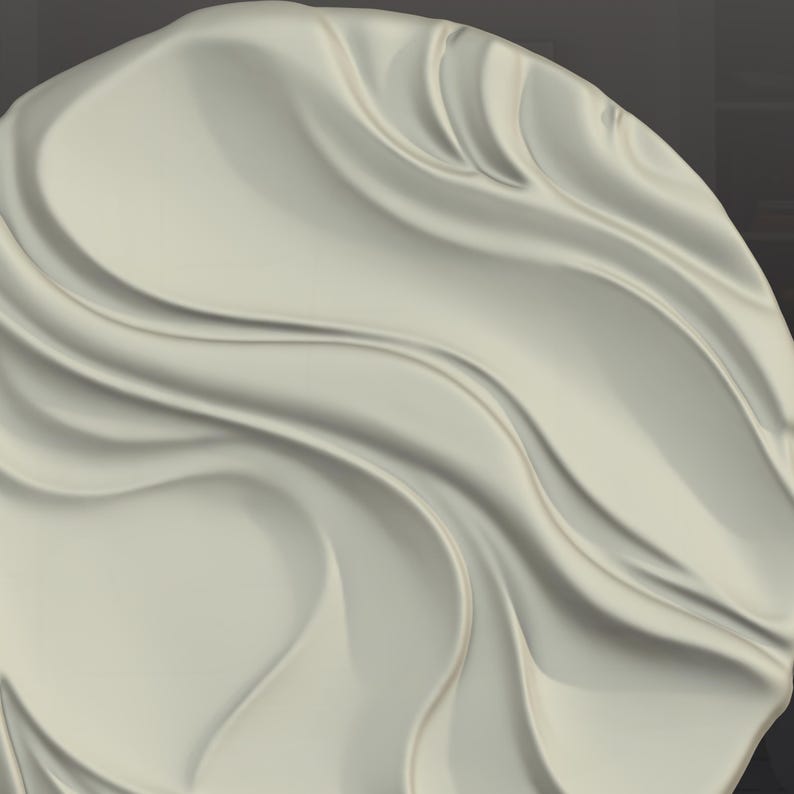 Wave Pattern Stl Model Modern Wave Pattern Wall Art STL | Round 3D Relief Sculpture for CNC ...