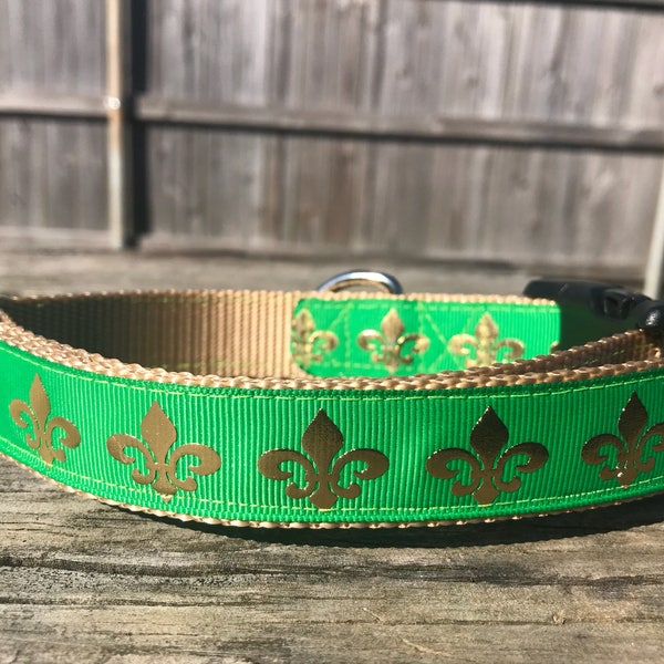 Leather Fleur De Lis Dog Collar Etsy