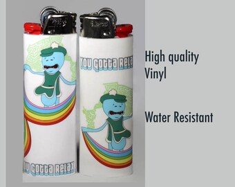 Mr. Meeseeks Bic Lighter - Custom Made. Handmade. Rick and Morty