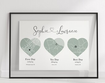 Personalised Map Print, Anniversary Gift, Wedding Gift, Gift for Couples, Newlywed Gift, Couples Gift, Map Print, Gift for Him, Gift for her