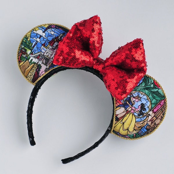 Beauty and the Beast Mouse Ears, Beauty and the Beast Minnie Ears, Belle Mouse Ears, Custom Ears, Disney Ears, Mouse Ears, Gift, Handmade