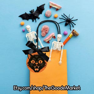 Vintage Halloween Black Cat Diecut Clipart (Instant Digital Download)