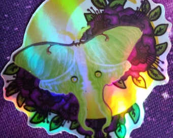 Lunar Moth Holographic Sticker