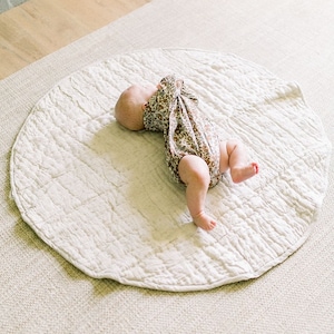 Stone Washed Linen Quilted Play Mat