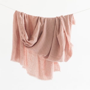 BLUSH LINEN Throw Blanket // Stone Washed // Handwoven in India