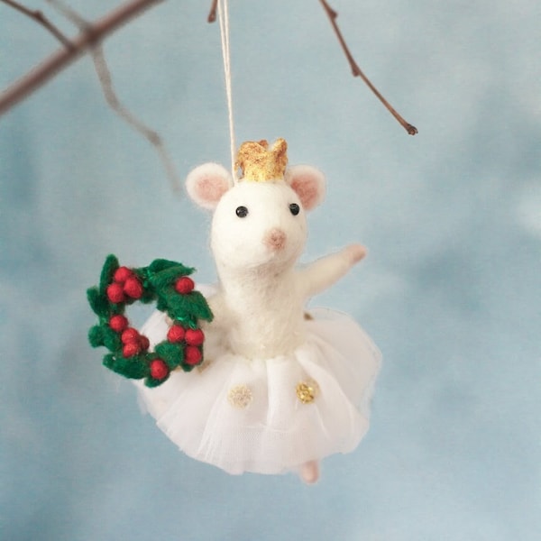 Ballerina Mouse Felt Ornament | Handcrafted in Nepal
