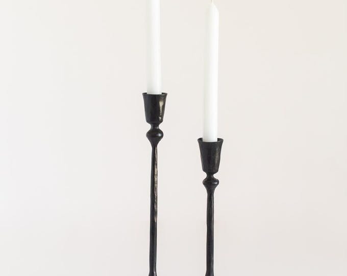 Gemini Hand-Forged Iron Candle Stands | Set of 2