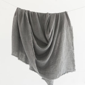 GRAY LINEN Throw Blanket // Stone Washed & Handwoven in India