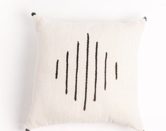 18" HELA EMBROIDERED Cotton Throw Pillow