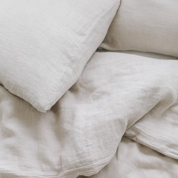 NATURAL LINEN DUVET Cover Set // Queen Bedding // Handwoven in India